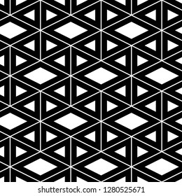 Triangles, rhombuses ornament. Geometrical backdrop. Polygons motif. Triangular, quadrangular shapes wallpaper. Geometric background. Digital paper, textile print, abstract. Seamless pattern