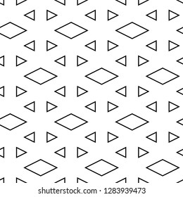 Triangles, rhombuses ornament. Geometrical backdrop. Triangular, quadrangular shapes wallpaper. Geometric background. Polygons motif. Digital paper, textile print, abstract. Seamless pattern