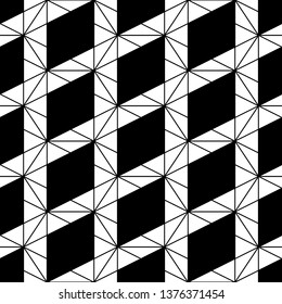 Triangles, rhombuses ornament. Polygons background. Triangular, quadrangular shapes wallpaper. Figures motif. Geometrical backdrop. Digital paper, web designing, textile print. Seamles pattern.