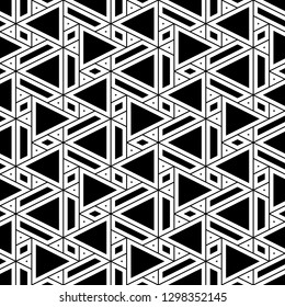 Triangles, rhombuses, parallelograms, trapeziums pattern. Shapes backdrop. Geometrical figures wallpaper. Polygons motif. Geometric background. Digital paper, abstract. Seamless ornament.