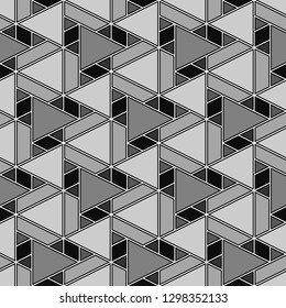 Triangles, rhombuses, parallelograms, trapeziums pattern.Geometric background. Polygons motif. Geometrical figures wallpaper. Shapes backdrop. Digital paper, abstract. Seamless ornament.