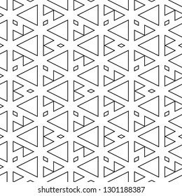 Triangles, rhombuses pattern. Geometrical figures wallpaper. Geometric background. Simple shapes backdrop. Digital paper, abstract. Seamless ornament. Vector