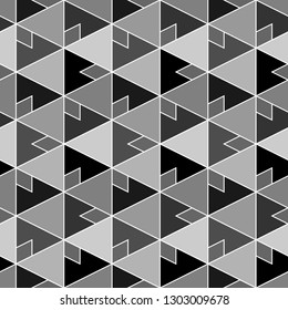 Triangles, rhombuses, polygons pattern. Geometrical figures wallpaper. Geometric background. Simple shapes backdrop. Digital paper, abstract. Seamless ornament.