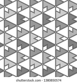 Triangles, rhombuses, polygons pattern. Triangular, quadrangular, polygonal shapes backdrop. Geometric background. Digital paper, textile print, abstract. Seamless ornament.