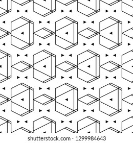 Triangles, rhombuses, trapeziums pattern.Seamless ornament. Geometrical figures wallpaper.Shapes backdrop. Geometric background. Digital paper, abstract.