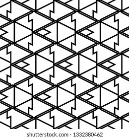 Triangles, rhombuses, trapeziums, polygons, lines pattern. Geometric background. Shapes backdrop. Digital paper, abstract. Geometrical figures wallpaper. Seamless ornament.