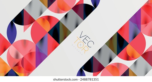 Triangles, round triangles and circles techno art. Vector Illustration For Wallpaper, Banner, Background, Card, Book Illustration, landing page