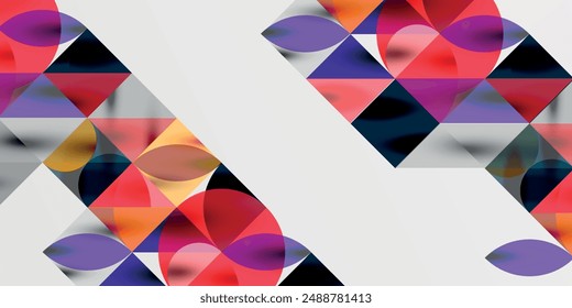 Triangles, round triangles and circles techno art. Vector Illustration For Wallpaper, Banner, Background, Card, Book Illustration, landing page