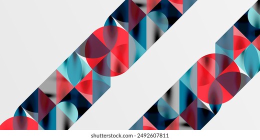 Triangles, round triangles and circles techno art. Vector Illustration For Wallpaper, Banner, Background, Card, Book Illustration, landing page