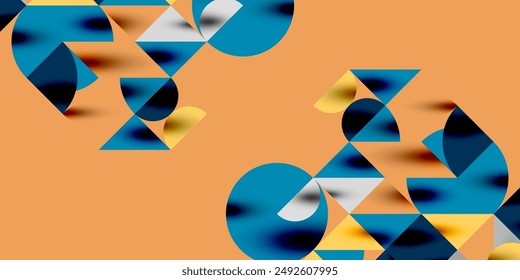 Triangles, round triangles and circles techno art. Vector Illustration For Wallpaper, Banner, Background, Card, Book Illustration, landing page