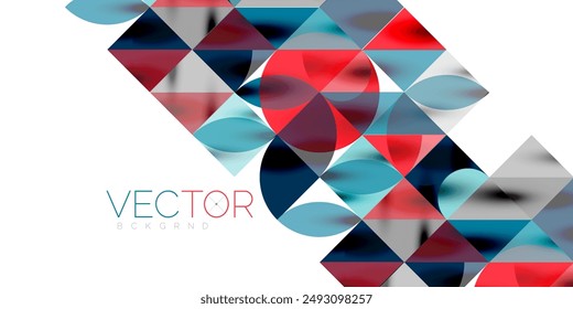 Triangles, round triangles and circles techno art. Vector Illustration For Wallpaper, Banner, Background, Card, Book Illustration, landing page