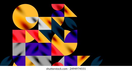 Triangles, round triangles and circles techno art. Vector Illustration For Wallpaper, Banner, Background, Card, Book Illustration, landing page