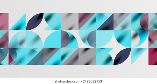 Triangles, round triangles and circles techno art. Vector Illustration For Wallpaper, Banner, Background, Card, Book Illustration, landing page