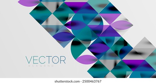 Triangles, round triangles and circles techno art. Vector Illustration For Wallpaper, Banner, Background, Card, Book Illustration, landing page