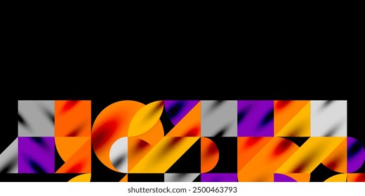 Triangles, round triangles and circles techno art. Vector Illustration For Wallpaper, Banner, Background, Card, Book Illustration, landing page