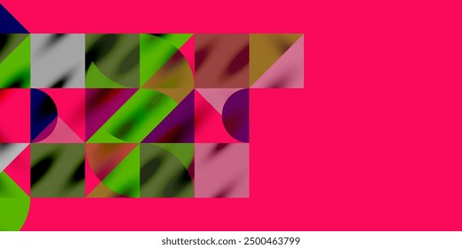 Triangles, round triangles and circles techno art. Vector Illustration For Wallpaper, Banner, Background, Card, Book Illustration, landing page