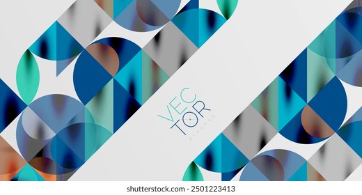 Triangles, round triangles and circles techno art. Vector Illustration For Wallpaper, Banner, Background, Card, Book Illustration, landing page