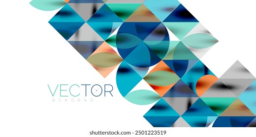 Triangles, round triangles and circles techno art. Vector Illustration For Wallpaper, Banner, Background, Card, Book Illustration, landing page