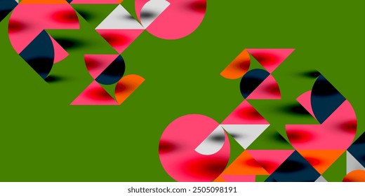 Triangles, round triangles and circles techno art. Vector Illustration For Wallpaper, Banner, Background, Card, Book Illustration, landing page