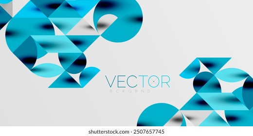 Triangles, round triangles and circles techno art. Vector Illustration For Wallpaper, Banner, Background, Card, Book Illustration, landing page