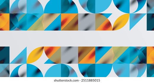 Triângulos, triângulos redondos e círculos techno art. Ilustração de vetor para papel de parede, banner, plano de fundo, cartão, ilustração de livro, página inicial
