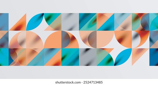 Triângulos, triângulos redondos e círculos techno art. Ilustração de vetor para papel de parede, banner, plano de fundo, cartão, ilustração de livro, página inicial