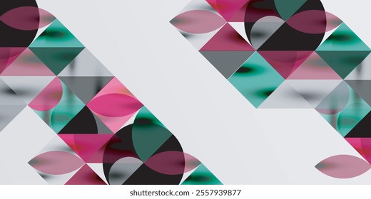 Triangles, round triangles and circles techno art. Vector Illustration For Wallpaper, Banner, Background, Card, Book Illustration, landing page