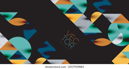 Triangles, round triangles and circles techno art. Vector Illustration For Wallpaper, Banner, Background, Card, Book Illustration, landing page