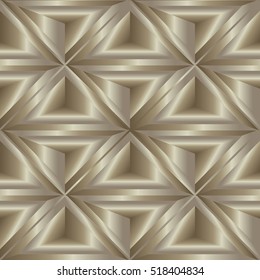 Triangles seamless pattern. 3d abstract repeat geometric mosaic gold  background.Vector art.