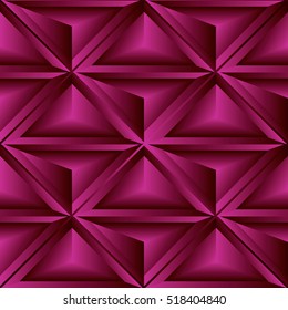 Triangles seamless pattern. 3d abstract repeat geometric mosaic red  background.Vector design.