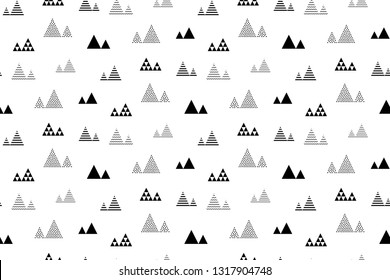 Triangles seamless pattern. Abstract geometric repeat with little and tiny triangular shaped trees or homes.