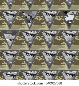 Triangles seamless pattern with camouflage-vector illustration. Background camo.