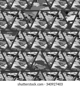 Triangles seamless pattern with camouflage-vector illustration. Background camo.