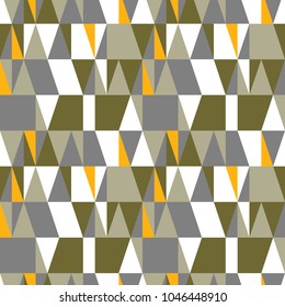 Triangles seamless pattern. Modern vector abstract geometric background with triangles in retro colors. Scandinavian nordic design style.