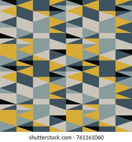 Triangles seamless pattern. Modern vector abstract geometric background with triangles in retro colors. Scandinavian nordic design style.
