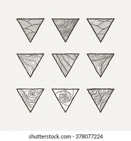 Triangles set. Vector illustration. Pattern geometric figure. Ornate hand draw.