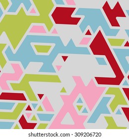 Triangles with shades and colors arranged in colorful pattern. Geometrical pattern with vintage colors. Abstract background texture.