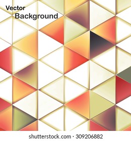 Triangles with shades and colors arranged in colorful pattern. Geometrical pattern with vintage colors. Abstract background with 3d design elements.