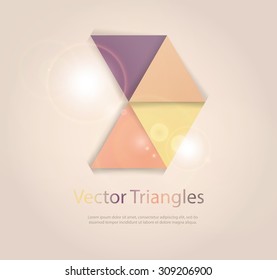 Triangles with shades and colors arranged in colorful pattern. Geometrical pattern with vintage colors. Abstract background texture.