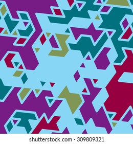 Triangles with shades and colors arranged in colorful pattern. Geometrical pattern with vintage colors. Abstract background texture.