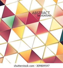 Triangles with shades and colors arranged in colorful pattern. Geometrical pattern with vintage colors. Abstract background with 3d design elements.