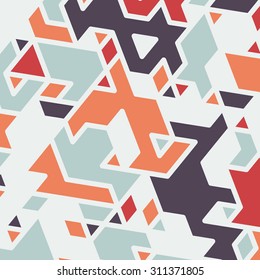 Triangles with shades and colors arranged in colorful pattern. Geometrical pattern with vintage colors. Abstract background texture.