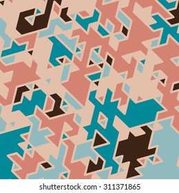 Triangles with shades and colors arranged in colorful pattern. Geometrical pattern with vintage colors. Abstract background texture.