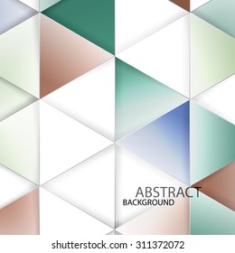 Triangles with shades and colors arranged in colorful pattern. Geometrical pattern with vintage colors. Abstract background with 3d design elements.