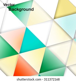 Triangles with shades and colors arranged in colorful pattern. Geometrical pattern with vintage colors. Abstract background with 3d design elements.