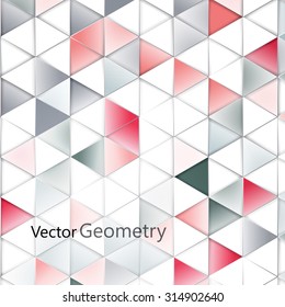 Triangles with shades and colors arranged in colorful pattern. Geometrical pattern with vintage colors. Abstract background with 3d design elements.