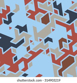 Triangles with shades and colors arranged in colorful pattern. Geometrical pattern with vintage colors. Abstract background texture.