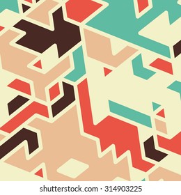 Triangles with shades and colors arranged in colorful pattern. Geometrical pattern with vintage colors. Abstract background texture.