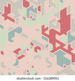 Triangles with shades and colors arranged in colorful pattern. Geometrical pattern with vintage colors. Abstract background texture.