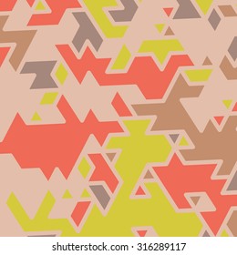 Triangles with shades and colors arranged in colorful pattern. Geometrical pattern with vintage colors. Abstract background texture.
